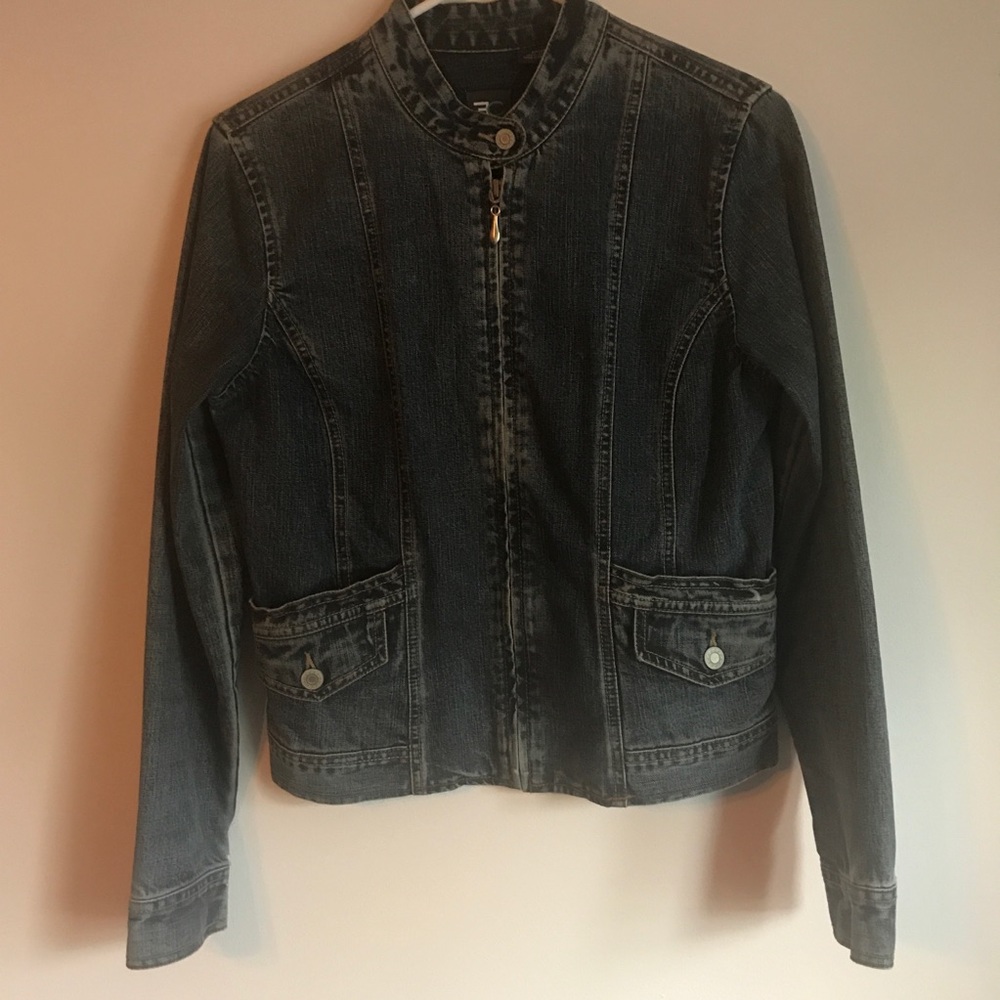 French Cuff Zipped Moto Jean Jacket Size Small